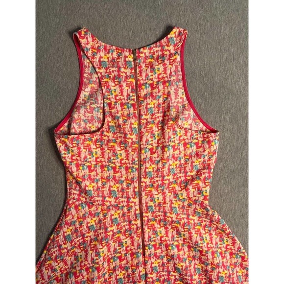 Everly Womens Fit & Flare Dress Multicolor Abstract Boat Neck Sleeveless Zip S - Picture 4 of 9